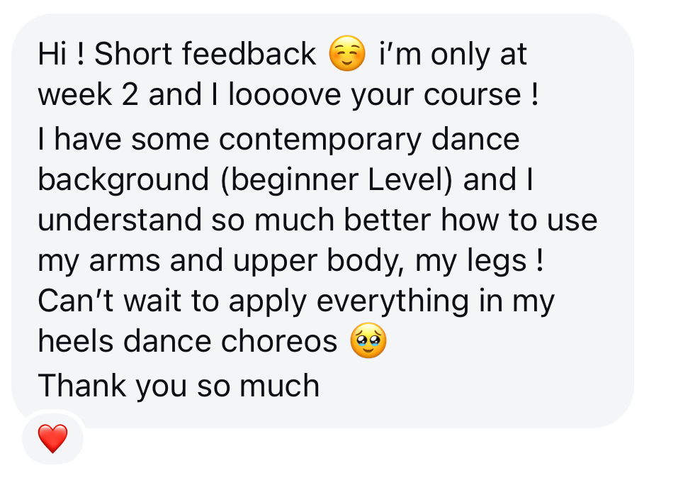 Student review: Only at week 2 and I understand so much better how to use my arms, upper body and legs.