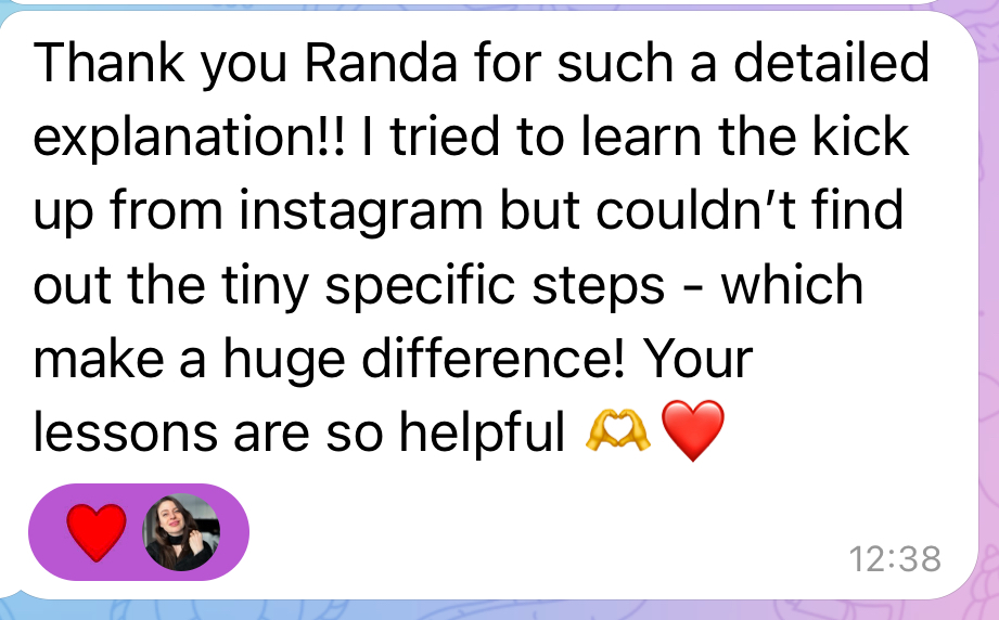 Student review: I tried to learn the kick up from Instagram but couldn't find the tiny specific steps.
