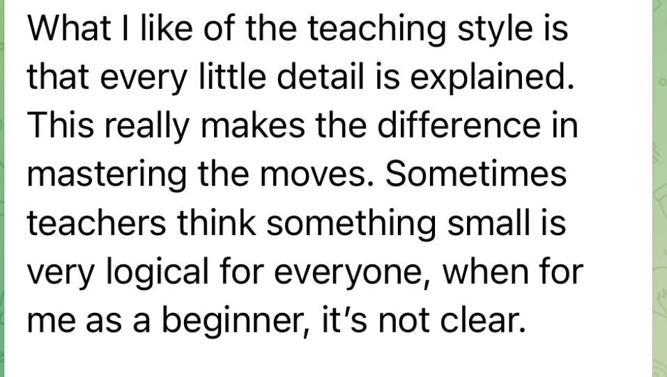 Student review: Every little detail is explained. As a beginner, that makes the difference.